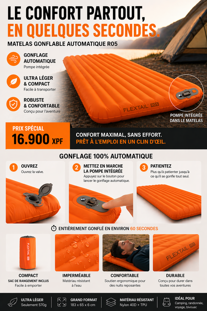 Matelas gonflable automatique - Pompe intégrée