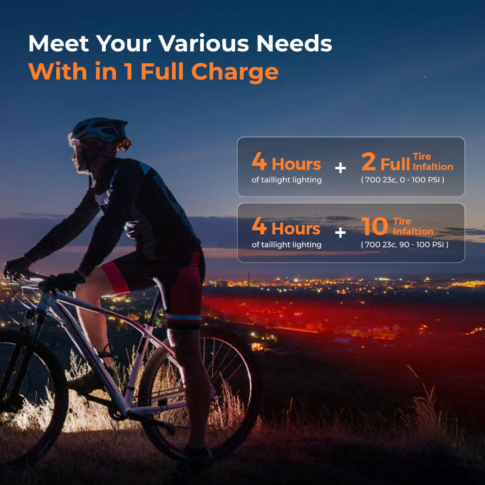 Pompe vélo multifonctions avec feu arrière - Flextail